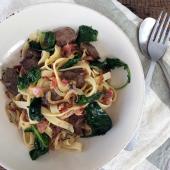Chicken liver & pancetta tagliatelle with kale