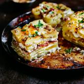 Dauphinoise potatoes with ham hock and mustard