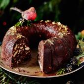 Fruit and nut chocolate wreath