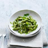 Wholewheat pasta with lemon avocado sauce