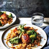Sweet orange chicken with broccoli