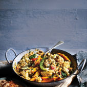 Coconut dhal with roasted veg