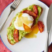 Avocado toast with poached egg and Tabasco
