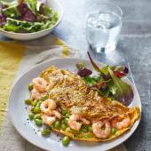 Prawn, edamame and spring onion omelette