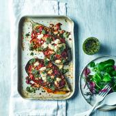 Ratatouille-stuffed aubergine
