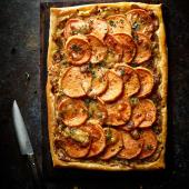 Sweet potato and Stilton tart