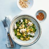 Pea and ricotta gnocchi bowl
