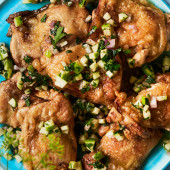 Aromatic crispy chicken with apple salsa