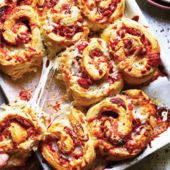 Pepperoni pizza scrolls