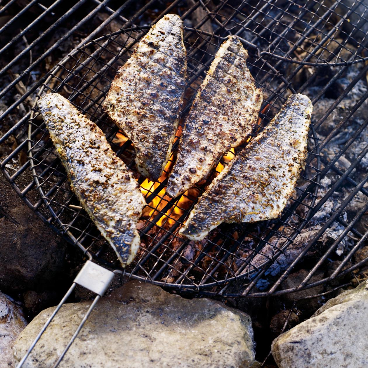 Ray Fish Cooked Cooking Fish On The Grill