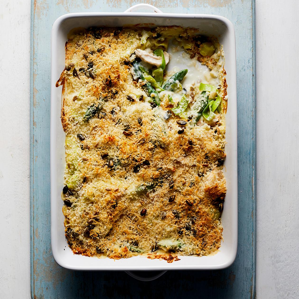 Chicken Leek And Asparagus Crumble Recipe Sainsbury S Magazine
