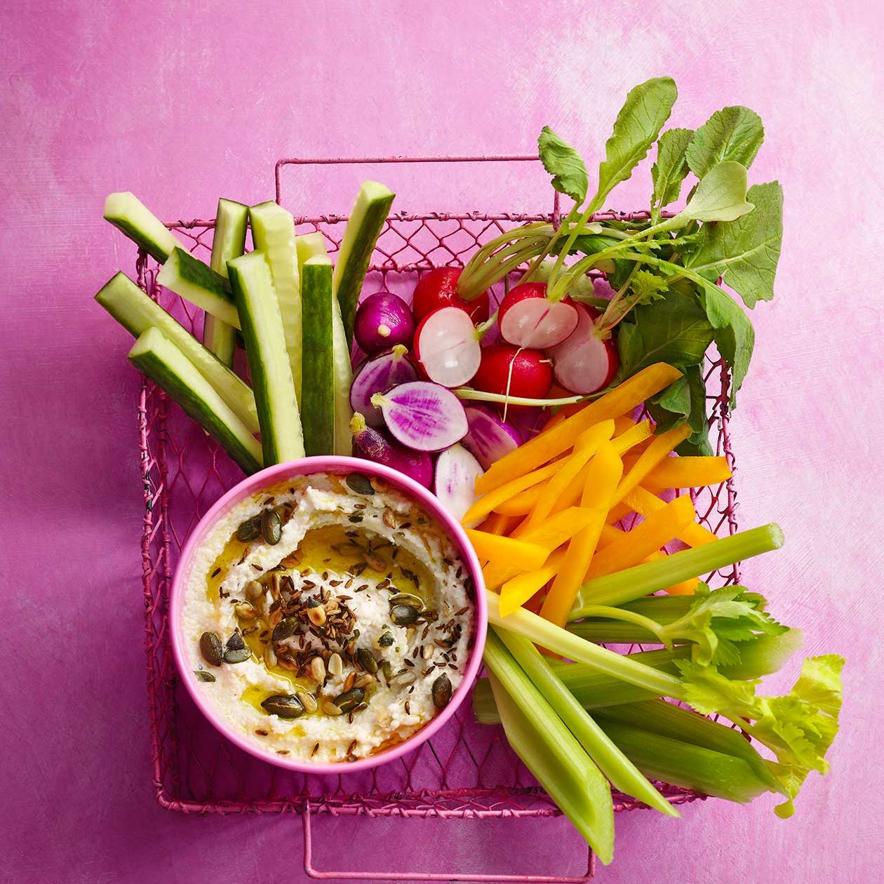 Seed Topped Cauliflower Houmous Recipe Sainsbury S Magazine