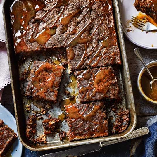 Sticky Toffee Pudding Traybake Sainsbury S Magazine