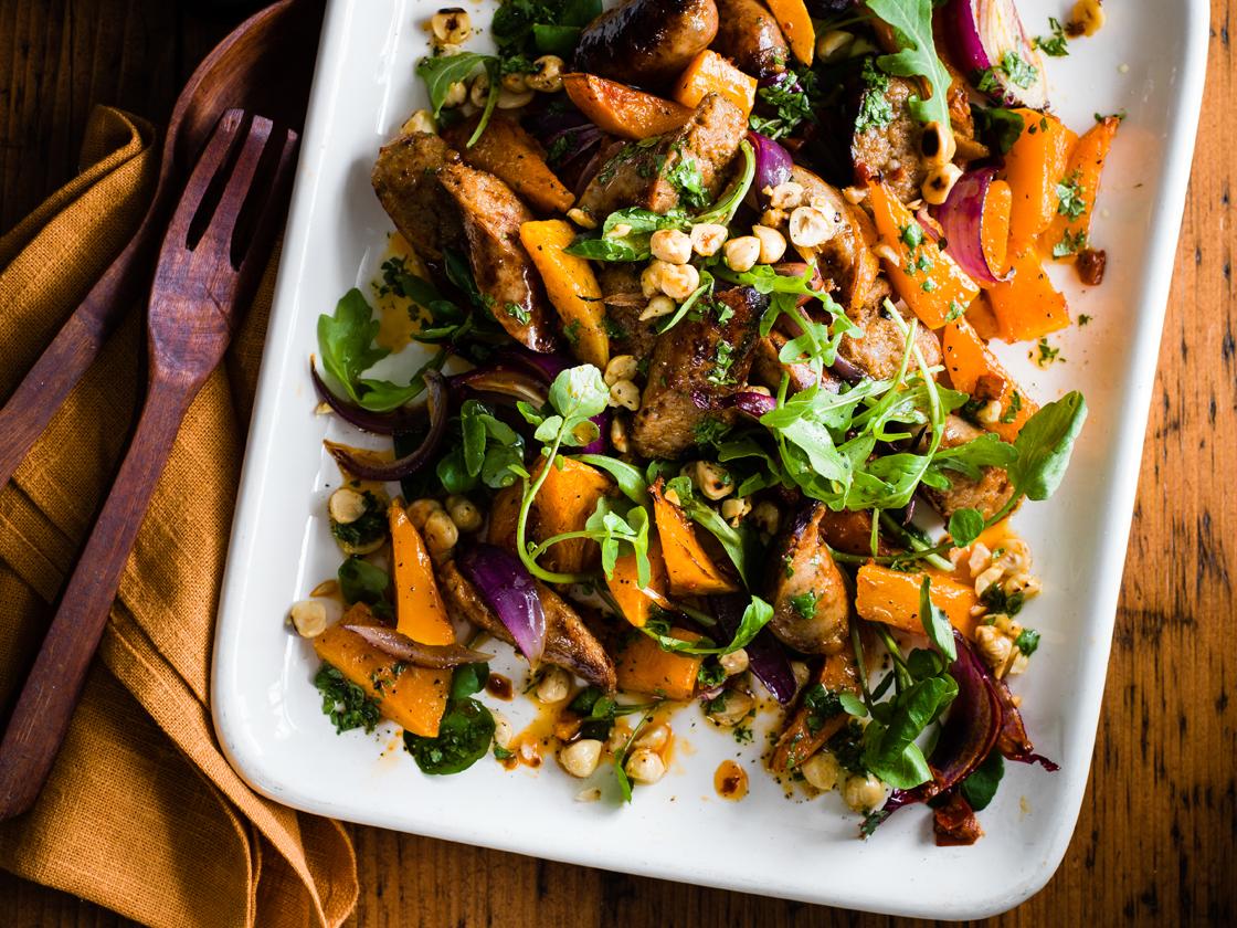 Roast Sausage And Squash Salad Sainsbury S Magazine