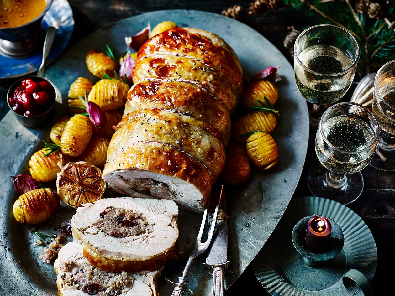 Rolled Turkey Breast with Rosemary and Cranberry Stuffing