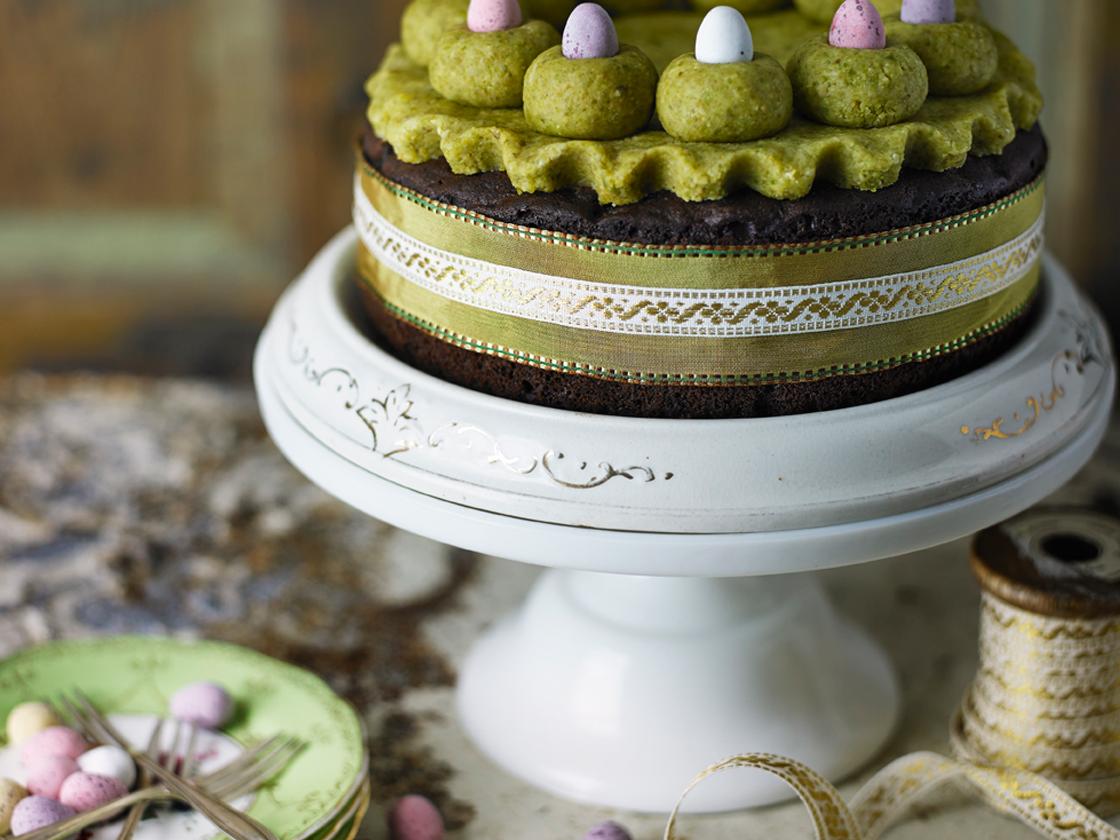 Chocolate Orange Simnel Cake With Pistachio Marzipan Sainsbury S Magazine