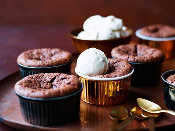 Hot Chocolate Brownie Peanut Butter Puddings With Salted Peanut And Caramel Ice Cream Sainsbury S Magazine Hot Chocolate Brownie Peanut Butter Puddings With Salted Peanut And Caramel Ice Cream Sainsbury S Magazine