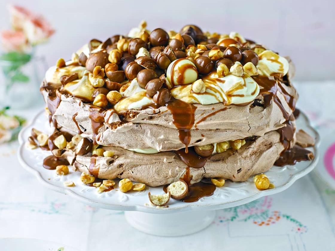 Very Chocolatey Salted Caramel And Hazelnut Pavlova Sainsbury S Magazine