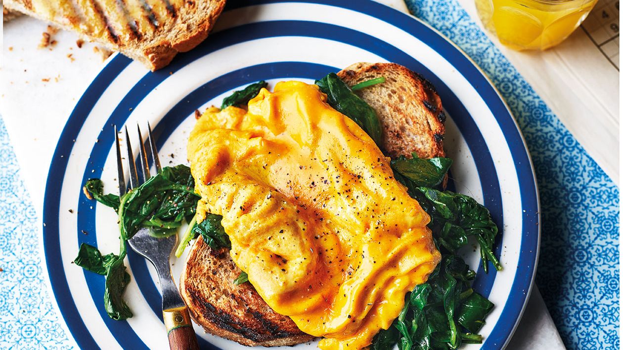 image of Australian Folded Eggs With Garlic Spinach on Toast recipe by Sainsbury’s Magazine