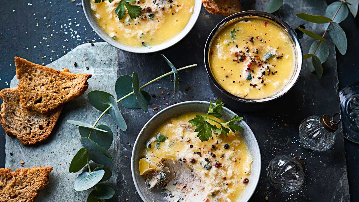 image of Potted Mackerel, Pickled Cucumber and Crispbread recipe by Sainsbury’s Magazine