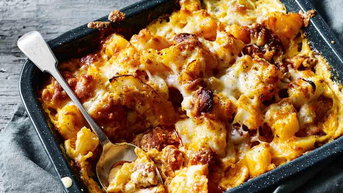 image of Chorizo and Manchego Potato Bake recipe by Sainsbury’s Magazine