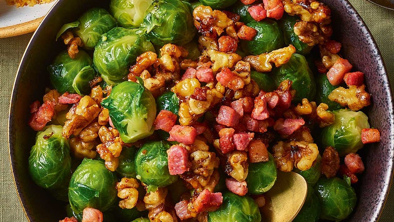Brussels sprouts with pancetta and walnuts