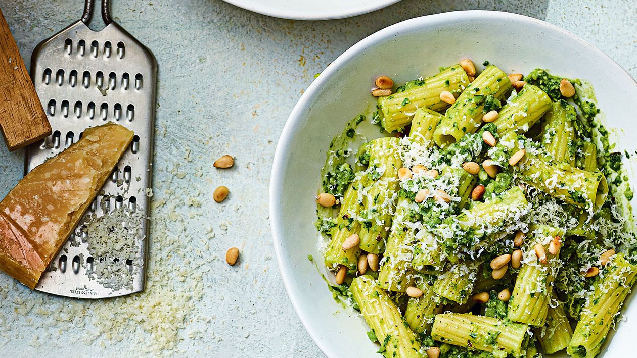 image of Roasted Courgette Pesto Pasta recipe by Sainsbury’s Magazine image of Roasted Courgette Pesto Pasta recipe by Sainsbury’s Magazine