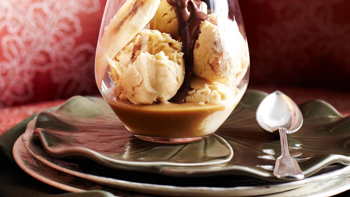 image of Peanut Butter Parfait With Chocolate Butterscotch recipe by Sainsbury’s Magazine