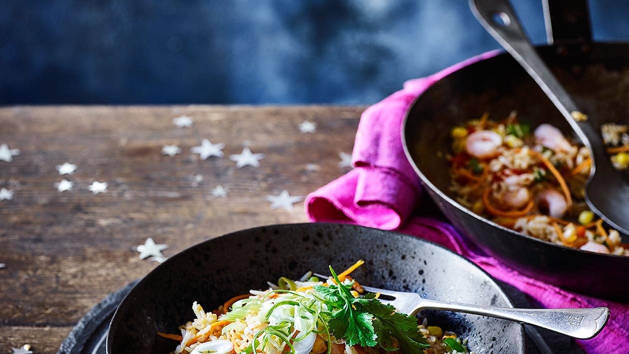 image of Fridge-Forage Tex-Mex Rice With Prawns recipe by Sainsbury’s Magazine