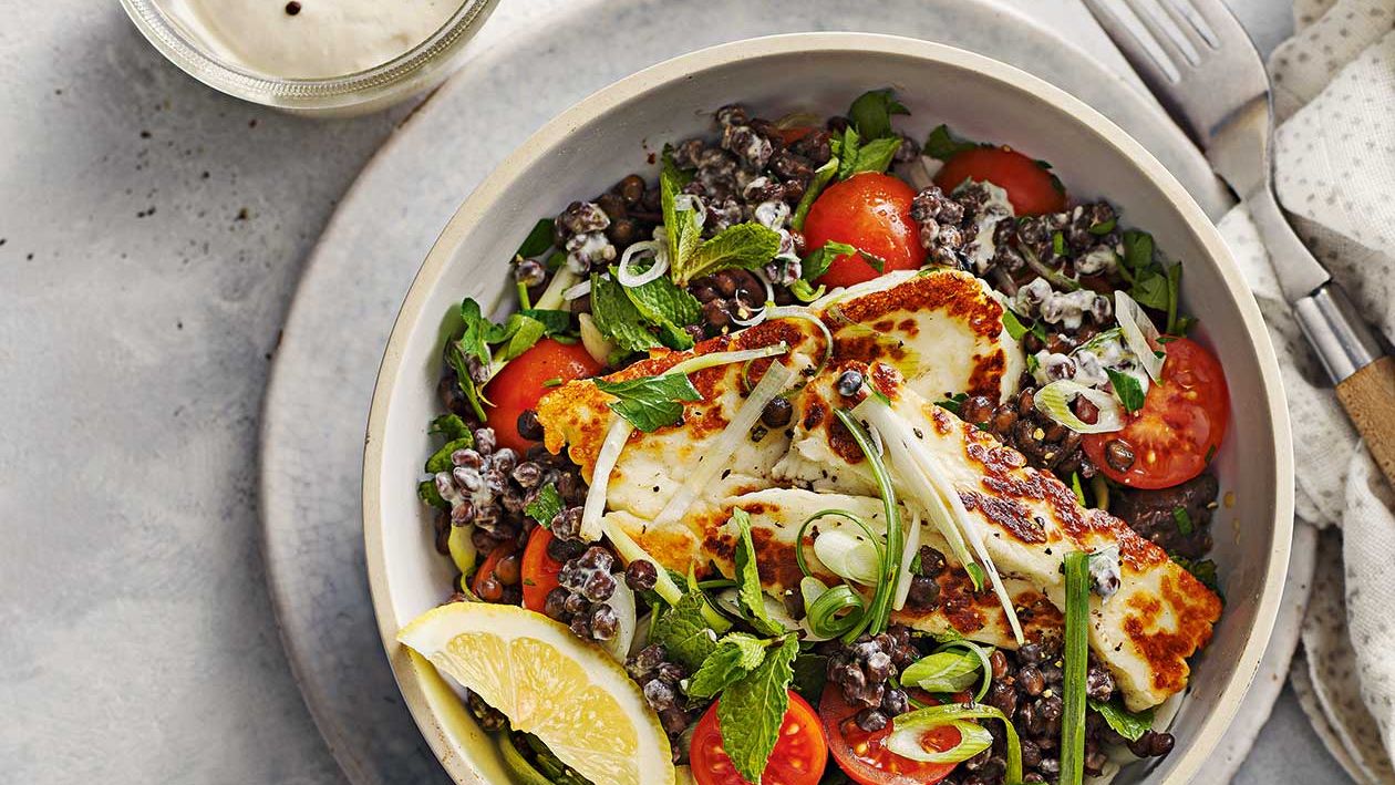 image of Halloumi With Lentil Tabbouleh recipe by Sainsbury’s Magazine