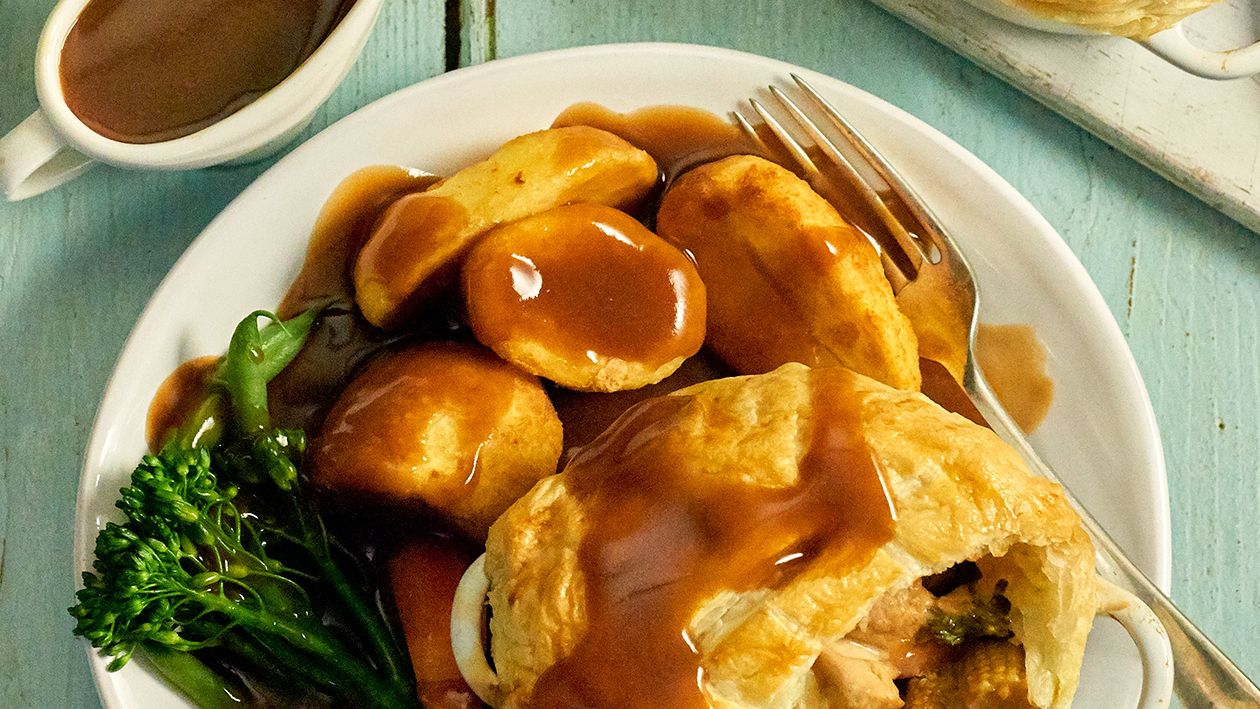image of Chicken and Vegetable Pot Pies With Oxo recipe by Sainsbury’s Magazine