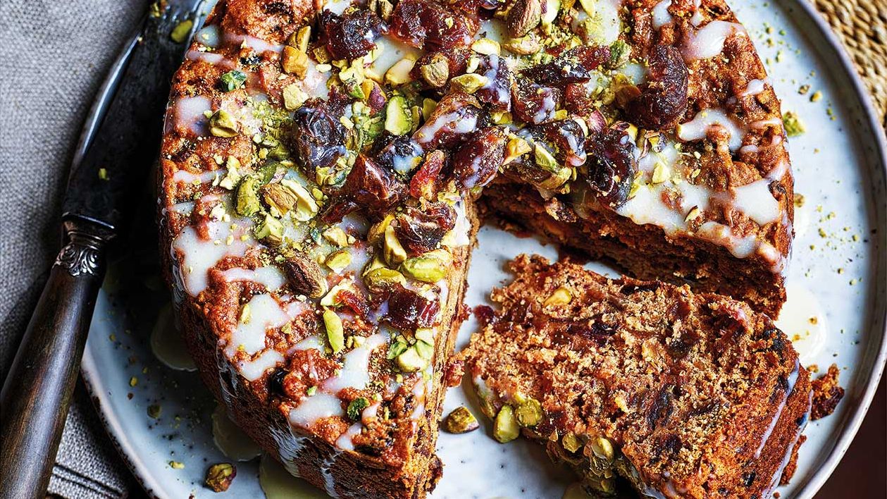 image of Sticky Date and Pistachio Cake recipe by Sainsbury’s Magazine