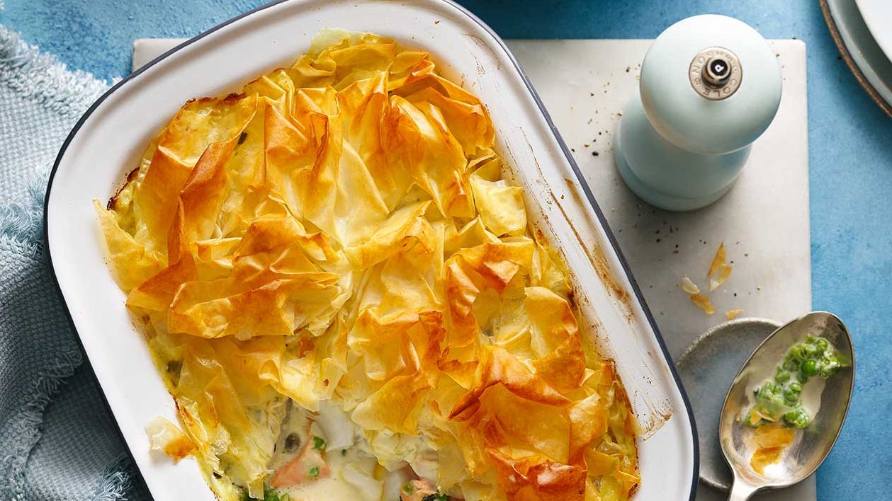 image of Fish Pie With Filo Pastry recipe by Sainsbury’s Magazine image of Fish Pie With Filo Pastry recipe by Sainsbury’s Magazine