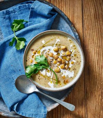 Cumin roasted cauliflower and chickpea soup 