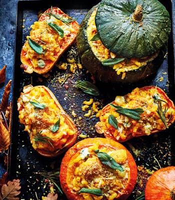 Mac and 3-cheese stuffed squash 