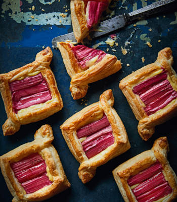 Rhubarb and custard Danish pastries