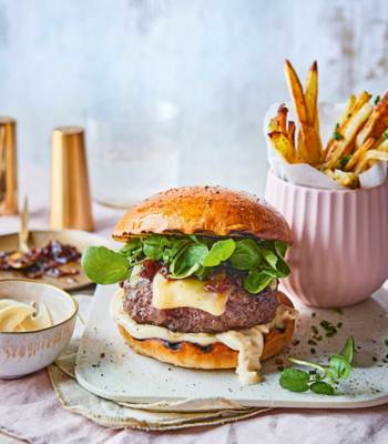 Venison burgers with mustard fries