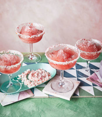 Lychee, strawberry and rose frosé