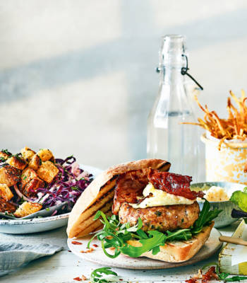 Chicken saltimbocca burger with crispy prosciutto and parmesan mayo