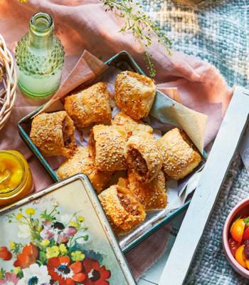 Chilli jam and spring onion sausage rolls