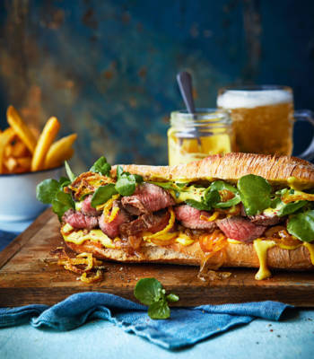 Pub-style steak sarnie with beer onions