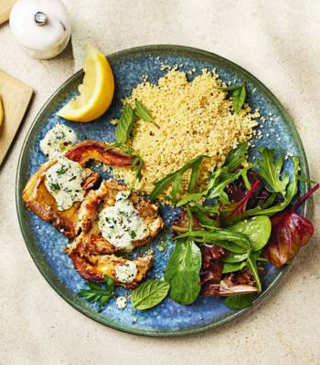 Lamb chops with herby yogurt and couscous