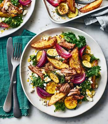 Crispy lamb and potato wedge salad