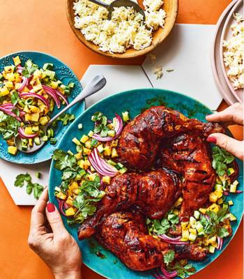 Huli-huli chicken with grilled pineapple salsa