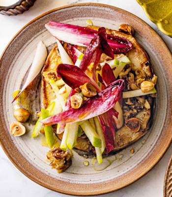 Baked and caramelised celeriac with smoked garlic