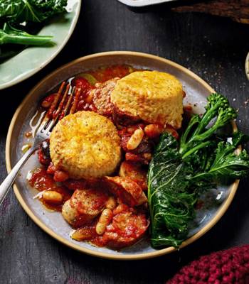 Sausage and baked bean cobbler