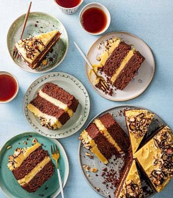 Hazelnut chocolate cake with malted buttercream