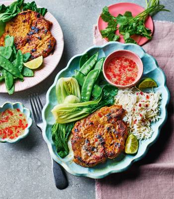 Burmese-inspired pork shoulder steaks with lime dressing