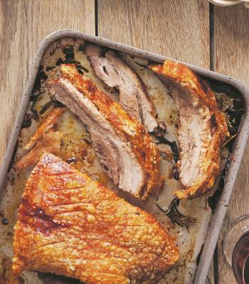 Slow-roasted pork belly with salsa verde