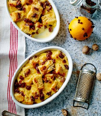 Brandy and date panettone butter puddings